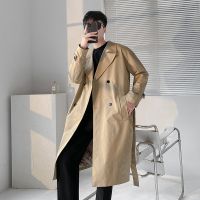 New Men Lapel Long Jackets Khaki/Black Harajuku Windbreaker Overcoat Autumn Male Casual Outwear High Street Trenchcoat  Life Jackets