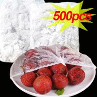 500 Buah Plastik Sekali Pakai Bungkus Air Mata-Gratis Pita Elastis Mulut Segar Menjaga Penutup Tas Makanan Rumah Tangga PE Set Tas Sayuran