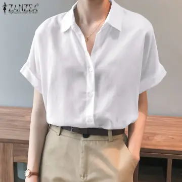 White button up on sale shirt short sleeve