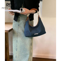 PETITE SIMONE กระเป๋าถือผู้หญิง สีฟ้าเดนิมY2Kดีไซเนอร์กระเป๋าสะพายข้างความจุขนาดใหญ่กระเป๋ากระเป๋าสะพายสตรีหรูหราวินเทจTH