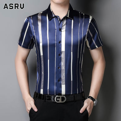 ASRV เสื้อเชิ้ตชาย เสื้อเชิ้ตผู้ชาย shirts for men เชิ้ตผู้ชาย เสื้อผู้ชายแขนสั้นคอปกหลวม,เสื้อสูทธุรกิจสลิมฟิตกับเสื้อเชิ้ตแขนสั้นลายสก๊อตลำลองธุรกิจ