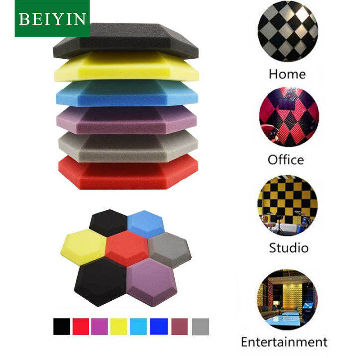 BEIYIN 6/Pack Hexagon Acoustic Foam Soundproof Panels Studio Home ...