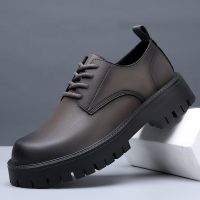 Men Oxfords Genuine Leather Dress Height Increasing Shoes Mens Casual Business Platform Shoes Male Work Tooling Footwear No Slip