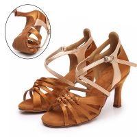 hot【DT】 professional latin dance shoes ladies high heels satin ballroom modern dancing latino salsa 5.5cm