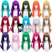 New Multicolor 60Cm Long Hair HSIU Straight Hair Pink Gray White Purple Black Pink+Free Brand Hair Net Multicolor Cosplay Wig