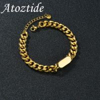 Atoztide สร้อยข้อมือสายโซ่ NK ดิบแบบใหม่แกะลายสแตนเลสชายสลักชื่อผู้ชายสำหรับผู้หญิง,กำไลข้อมือของขวัญคริสต์มาส