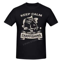 Keep Calm And Go Unique Carp Fishing Fisher T-Shirt Harajuku Streetwear 100% Cotton Graphics Tshirt S Tee Tops