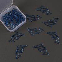 10Pcs/Box Cute Blue Dolphin Shape Paper Clips Bookmark Students Metal Paperclip Photo Binder Clip Pin Teacher Stationery Gifts