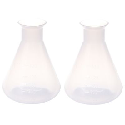 2X 500Ml Clear Plastic Laboratory Chemical Conical Flask Storage Bottle