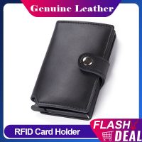 Anti Rfid Blocking Genuine Leather Men Card Holder Bank Credit Cardholder Metal Case Magic Slim Minimalist Wallet Porte Carte Card Holders