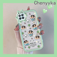 เคส Chenyyka สำหรับ A93 OPPO 2020 F17 Pro Reno 4F Reno 4 Lite เคสเต็มหน้าจอ Shin-Chan เคสรูปโบว์มอนสเตอร์ตัวเล็กๆกันกระแทกทนต่อการขีดข่วนเคสโทรศัพท์โปร่งใสฝาครอบป้องกันเลนส์กล้องถ่ายรูปซิลิก้าเจล TPU