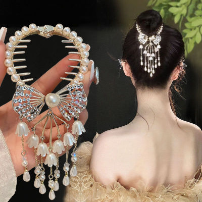 Korean version of the new lily-of-the-valley diamond-studded hollow tassel hair clip exquisite headdress