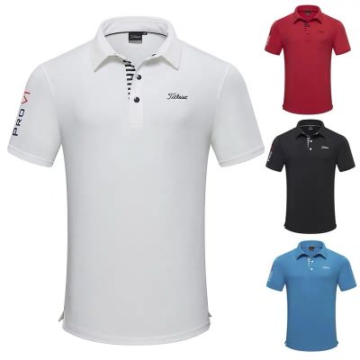 J.LINDEBERG Titleist Taylormade Korean ◙ ฤดูร้อนใหม่เสื้อผ้ากอล์ฟผู้ชายแขนสั้นเสื้อโปโลกีฬากอล์ฟแนวโน้มด้านบนสบาย ๆ เสื้อยืดระบายอากาศแห้งเร็ว