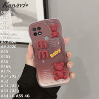 Kanavi เคสมือถือไล่สีแฟชั่นสำหรับ A7 A5S OPPO A3S A12E A5 A33 A16K A16 A78 A32 A12 A31 4G A15 4G A15S 4G 4G สุดหรู3D เคสโทรศัพท์ลายคลื่นใหญ่ตุ๊กตาหมี