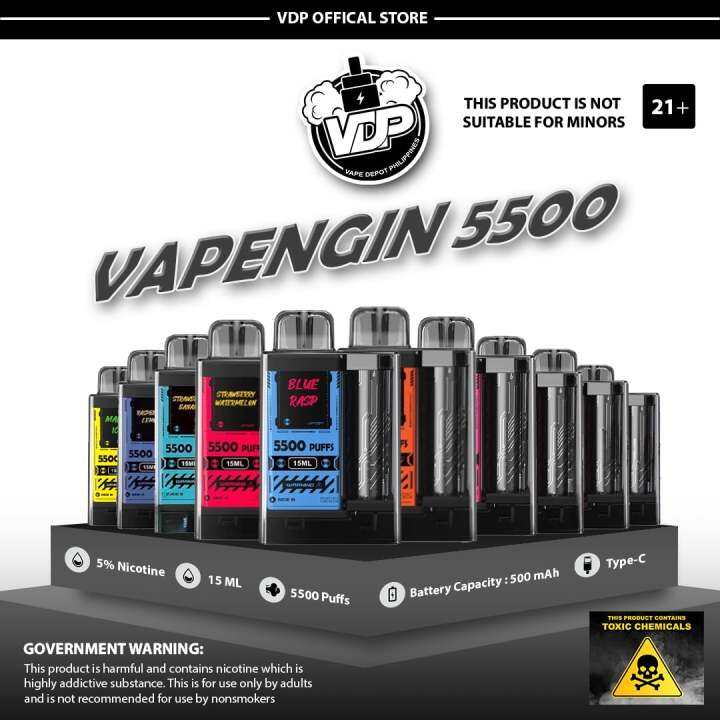 VAPENGIN 5500 Puff Disposable Pod RECHARGABLE TYPE C Pod Vape Depot ...