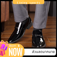 Men’s shoesรองเท้าธุรกิจหนังสิทธิบัตรที่เพิ่มขึ้นภายในรองเท้าหนังทางการรองเท้าหัวแหลมแบบมันรองเท้าหนังชาย