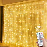 วันวาเลนไทน์3M Led Curtain Garland Fairy Lights Festoon With Remote Garland Christmas Decoration Party Wedding Decoration