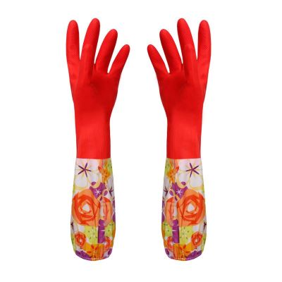 Multi Purpose Long Waterproof Rubber Plush Gloves Hand Dish Washing Kitchen Gloves Safety Gloves