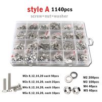 2100-250pcs M1.6 M2 M2.5 M3 M4 M5 304 Stainless Steel Bolt Cross Phillips Flat Countersunk Head Screw Nut Washer Set Kit Box