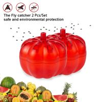 ✿﹉ 2Pcs Fruit Fly Trap Fruit Fly Killer Red Pumpkin Shape for Home Kitchen Non-Toxic Gnat Killer Fly Catcher Pest Insect Control