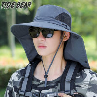 TIDE BEAR หมวกกันแดดหมวกกระบังแสงกลางแจ้งผู้ชาย Topi Bucket พับได้และถอดออกได้