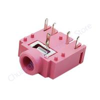 10Pcs PJ-307 PJ307 3.5 MM headphone socket Double track mother city Audio socket 5 pin 5p 3f07 pink