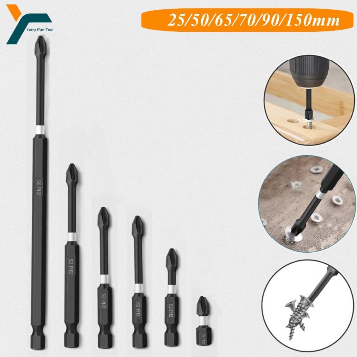 6pcs-cross-screwdriver-bit-impact-magnetic-phillips-batch-head-1-4-hex-shank-hand-electric-drill-tool-25-50-65-70-90-150mm-screw-nut-drivers