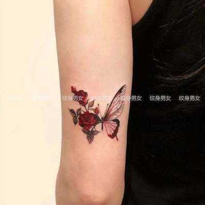 Rose butterfly tattoo stickers sexy waterproof female long-lasting arm net red simulation ins wind collarbone girl student