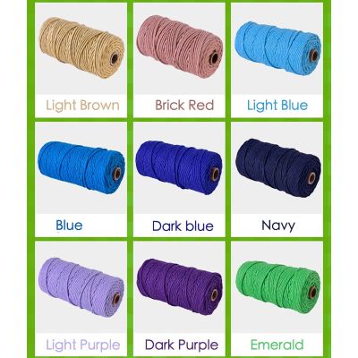 3mm Colorful Cotton Cord Twisted Macrame Rope for Handmade Craft String Textile Home Knitting DIY Accessory