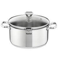 Tefal Duetto เหล็กกล้าไร้สนิม การเหนี่ยวนำ สตูพอต (24 ซม.) เครื่องล้างจานปลอดภัย เงิน