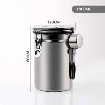 Stainless Steel Sealed Storage Tank Moisture-Proof Coffee Bean Milk Powder Jar Tea Pot Kitchen Grains Storage Box With Spoon