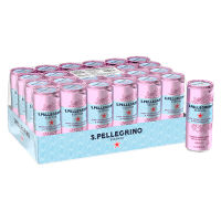 S.Pellegrino Essenza Dark Morello Cherry&amp;Pomegranate  Zero Calories 330ml (CARTON) น้ำแร่อัดแก๊สธรรมชาติ รสเชอร์รี่โมเรลโลและทับทิม ซานเพลิกริโน่ ขนาด 330มล. (ขายยกลัง) (3106)