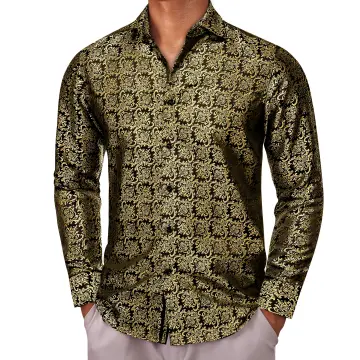 Silk Mature Men's Dargon Tiger Print Shirt Gold Shirt Black Shirt Slim Fit  Club Floral Button Shirt 5 Tiger Black S at  Men's Clothing store