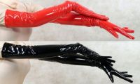 High Quality Extra Long Red/Black PVC Gloves Opera Length 55CM Fetish Zentai Role Play PU Gloves