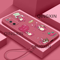 เคสสำหรับ Samsung S20 FE ขอบสี่เหลี่ยมเคสโทรศัพท์การ์ตูนอะนิเมะน่ารักดีไซน์ TPU อ่อนลายการ์ตูนเคสนิ่มที่ได้รับความนิยมดีไซน์ขอบตรงฟรีสายคล้อง