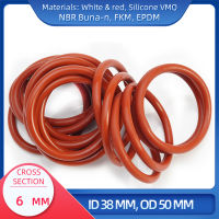 โอริง CS 6 มม. ID 38 มม. OD 50 มม. วัสดุพร้อมซิลิโคน VMQ NBR FKM EPDM ORing Seal Gask-Lusjeh