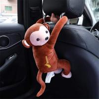 Lovely Animal Plush Monkey Tissue Box Car Hanging Storage Case Interior Decor Auto Cute Dolls Pumping Box Accessories