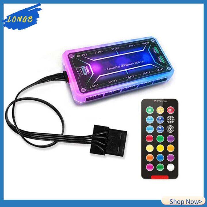 LONGB Illusory Color 12 Colour Wireless Remote Control Pc Cooling Fan