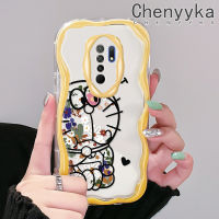 เคส Chenyyka สำหรับ Xiaomi Redmi 10 Prime 10C 9 Prime 12C POCO C55 POCO M2เคสซิลิโคนหนาลายโดราเอมอนดอกไม้สวยเคสโทรศัพท์โปร่งใสป้องกันการตกสีสันสดใสขอบเนื้อครีมเคสนิ่ม