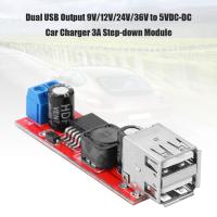 อุปกรณ์จ่ายไฟ2 USB 9V/12V/24V/36V เป็น5VDC-DC ที่ชาร์จแบตในรถโมดูล Step-Down