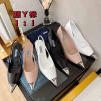 Pradaˉ Genuine Leather High Heel Sandals New Style Ladies Pointed Stiletto Heels