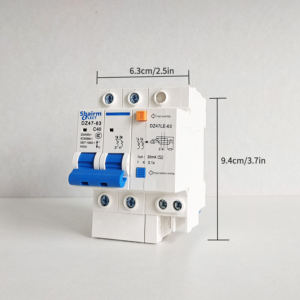 Shairme Leakage protector with air switch 2P MCB ELCB RCBO air open leakage circuit breaker 220V household small circuit breaker 10A 20A 32A 40A Protecting lighting, sockets, small electrical equipment