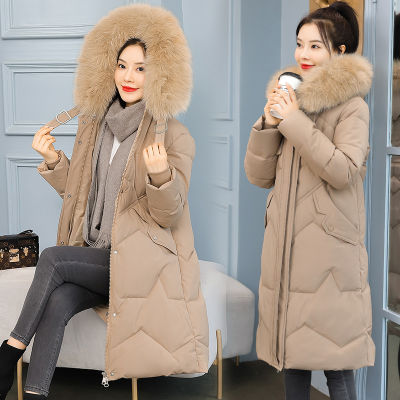 ZOUXO Coat Women Big Fur Collar Down Padded Jacket Mid Length Winter Korean Style Loose Plus Size Coat Thick Padded Jacket