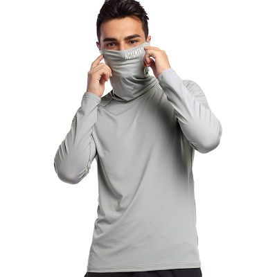 Mask Mens T-shirt Compression Shirt Running Fitness High Neck t-shirts Gym Top Thermal Underwear Sports Baselayer Winter