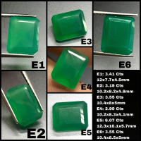 หินอาเกตสีเขียวธรรมชาติ 100% ตัดมรกต 100% natural green agate, emerald cut