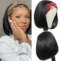 Headband Wigs Synthetic Straight Short Bob Synthetic Wig for Black Women Easy to Wear 8 10 12 14 inch