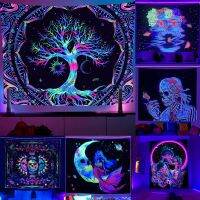 ↂ✔∏ Mandela Fluorescent Tapestry UV Luminous Tree of Life Psychedelic Mushroom Skull Tapestry Background Cloth Bedroom Bedside