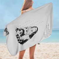 【cw】 Anime Demon Slayer Nezuko Dry Beach Pattern Microfiber Swim Poncho Dropshipping 1