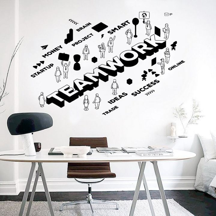 Large 3D Teamwork Office Wall Sticker Company Team Worker Success Business  Inspirational Quote Wall Decal Vinyl Home Decor | Lazada