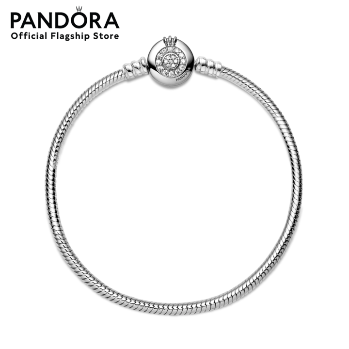 pandora-sliver-sparkling-crown-o-snake-chain-bracelet-เครื่องประดับ-สร้อยข้อมือ-สีเงิน-เงิน-สร้อยข้อมือสีเงิน-สร้อยข้อมือเงิน-ชาร์ม-สร้อยข้อมือแบบชาร์ม